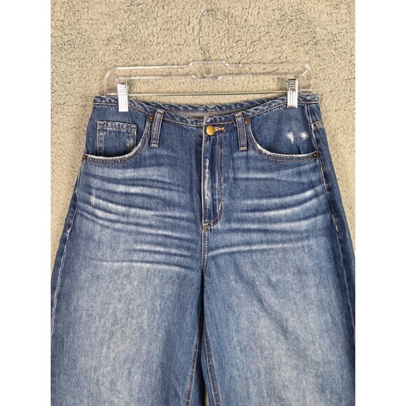 Evereve Ever Slouchy Jeans 27 High Rise Wide Flare Leg Whiskers Boho - Picture 4 of 12